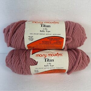 ❤️ Mary Maxim Titan 3 Ply Bulky Yarn Lot (2) - Rose Made in USA 🇺🇸